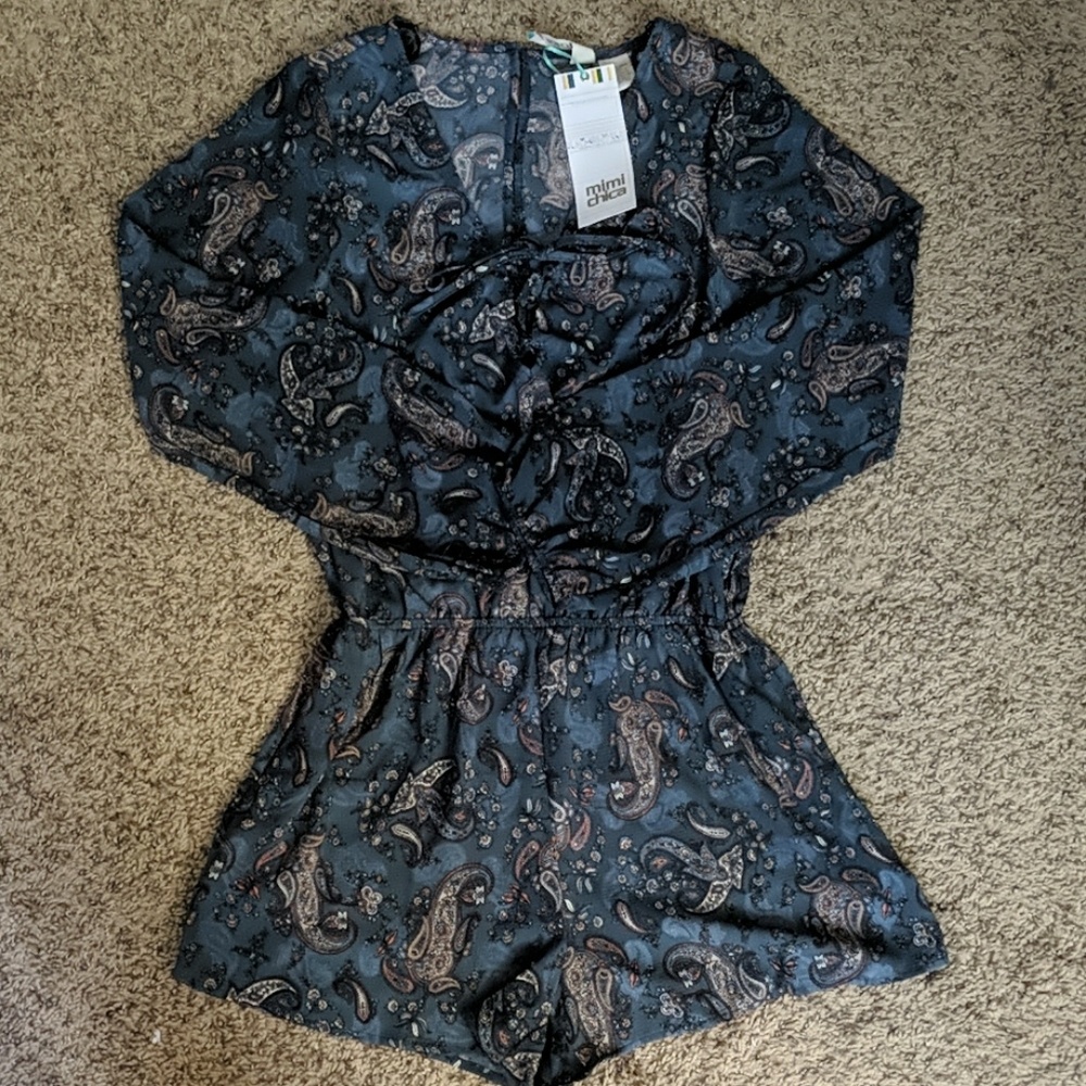 Blue Paisley Romper